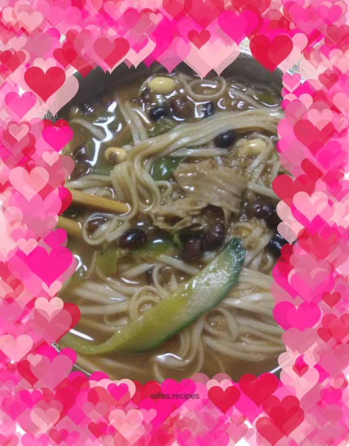 Fried rice and bean noodle soup