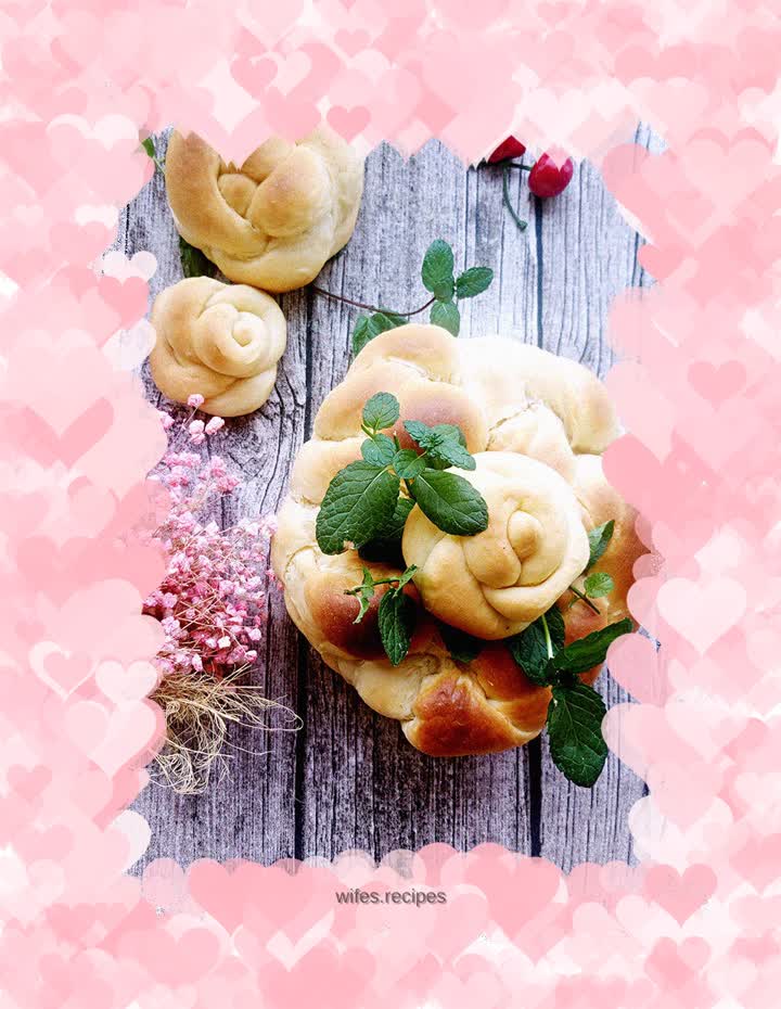 Flowers and full moon old-fashioned bread