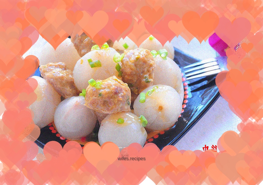 Meat and vegetable combination---Lychee meatballs in sauce