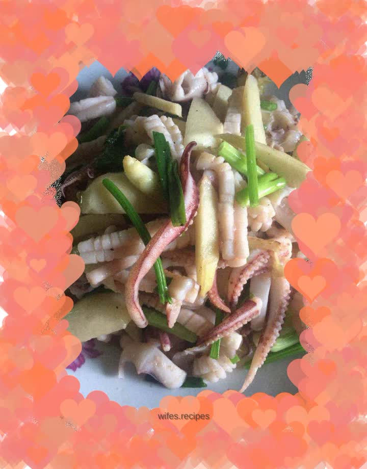 Fried Squid with White Wild Rice