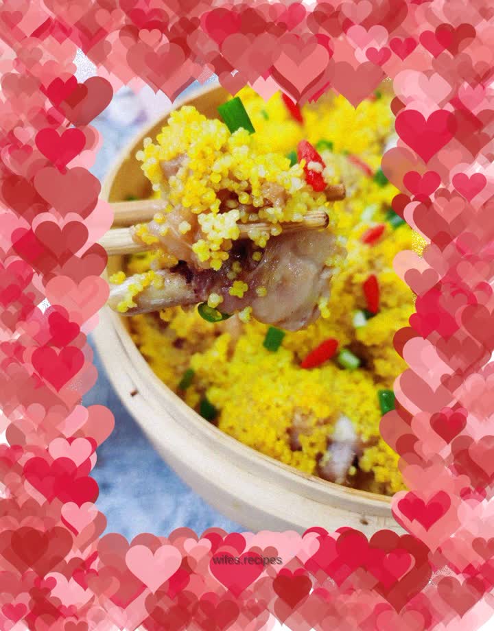 Steamed chicken with millet flour