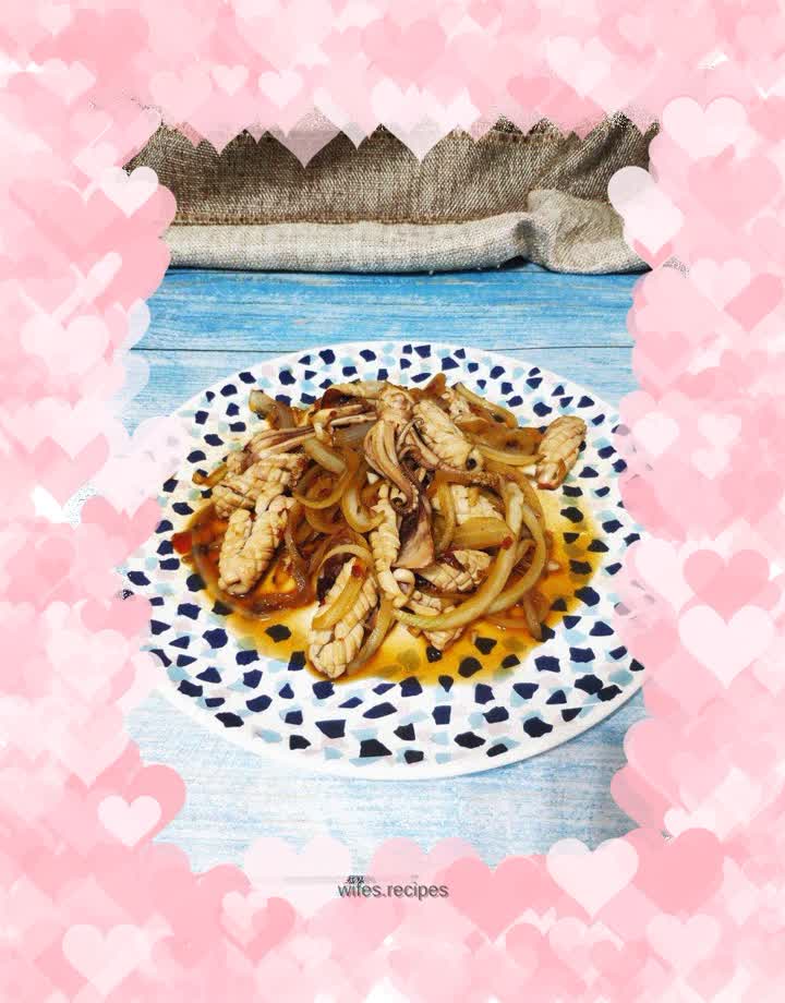 Fried squid with onions