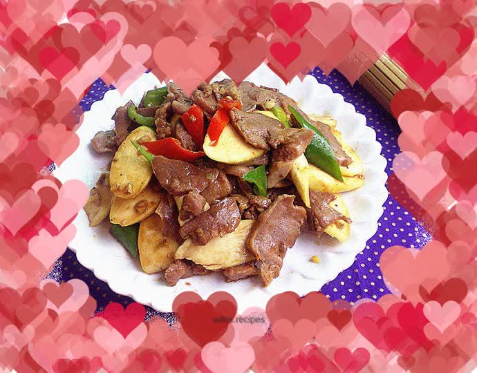 Stir-fried wild rice with black pepper and pork tongue