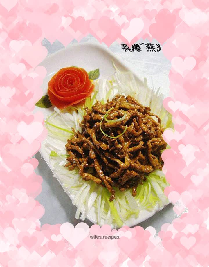 Simple home-cooked dishes-------[Shredded pork stuffed with green onions and sauce]