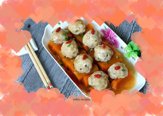 Pumpkin steamed meatballs
