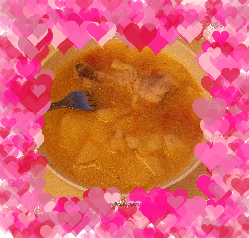 Potato, tomato, barley, pepper and chicken soup