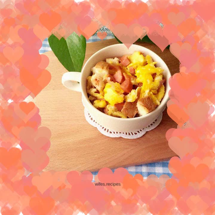 Toast, egg and ham baked rice