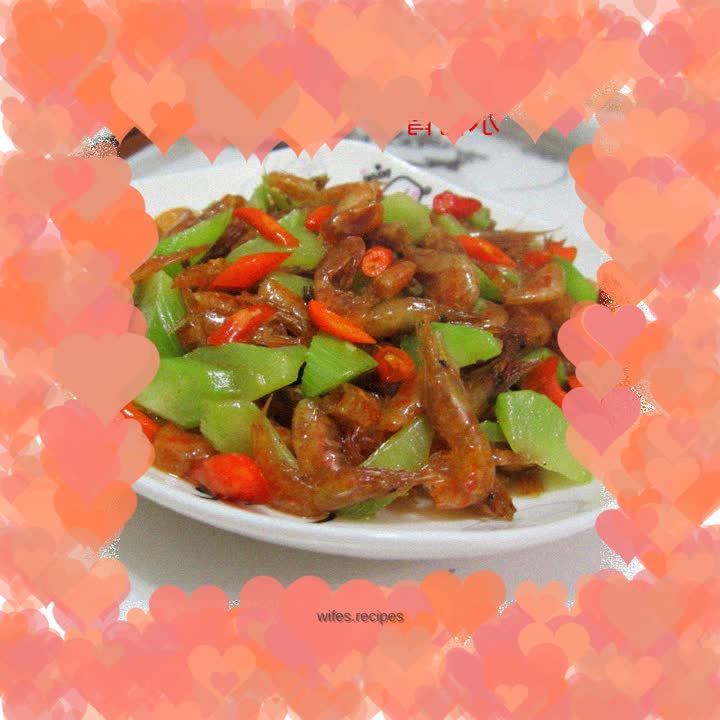Stir-fried shrimp with diced lettuce