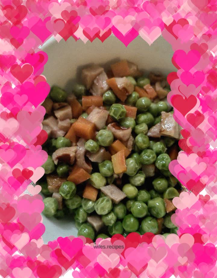 Red Sausage, Carrots and Diced Peas