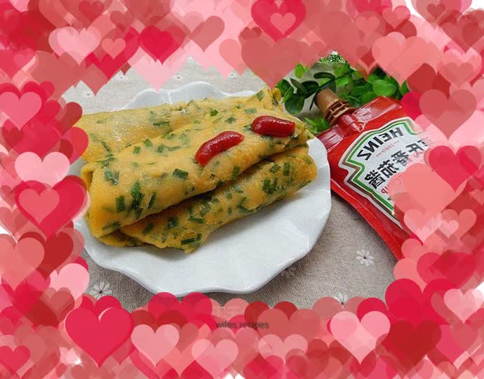 A quick and nutritious breakfast pancake: chive cornmeal pancake