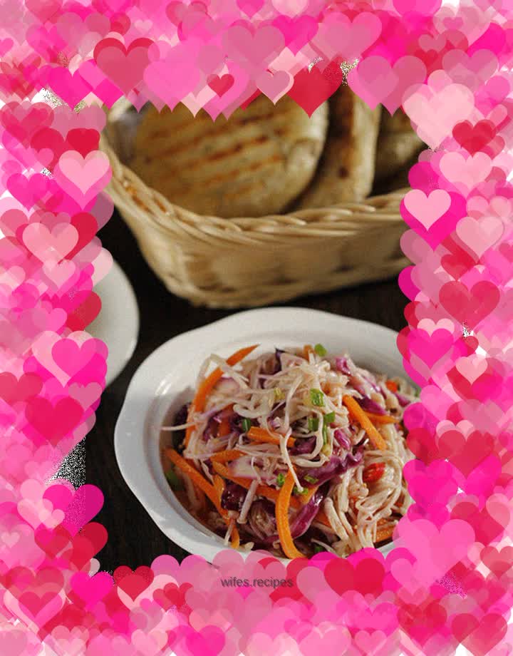 Cold red oil enoki mushrooms