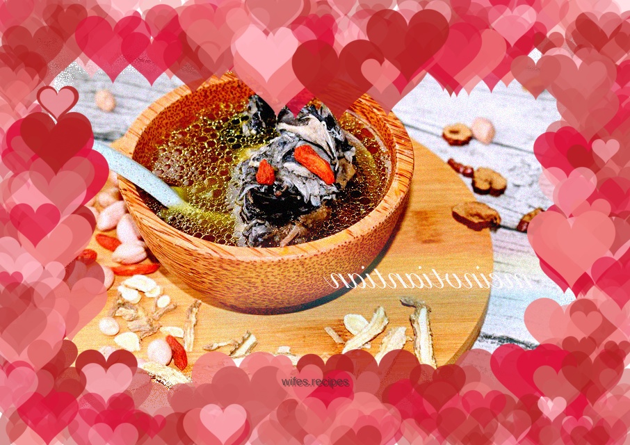 Braised black-bone chicken with angelica, peanuts and red dates