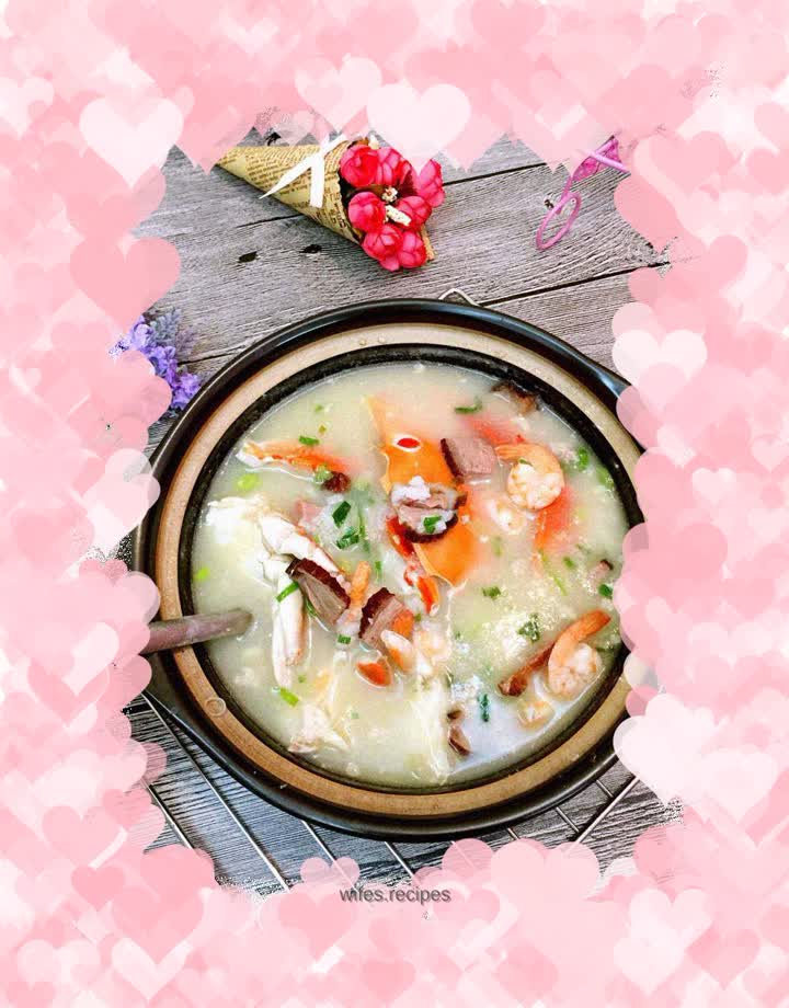 Crab and duck breast casserole porridge