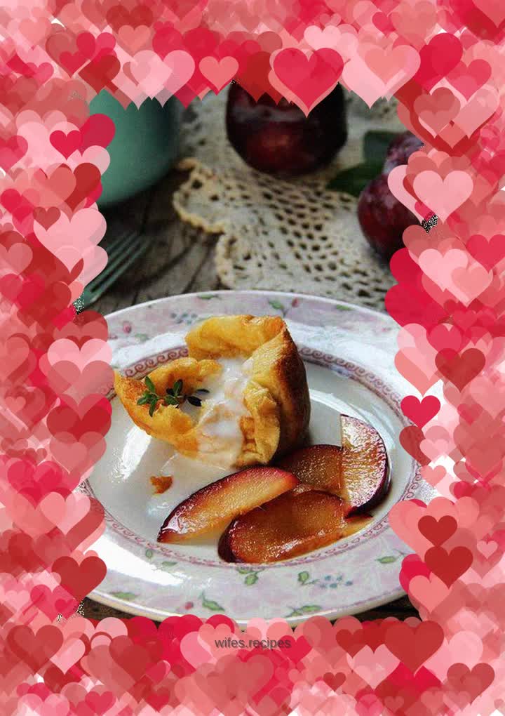 Yorkshire pudding with sweet plums