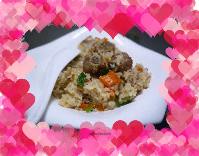 Braised Rice with Pork Ribs, Mushrooms and Shrimp