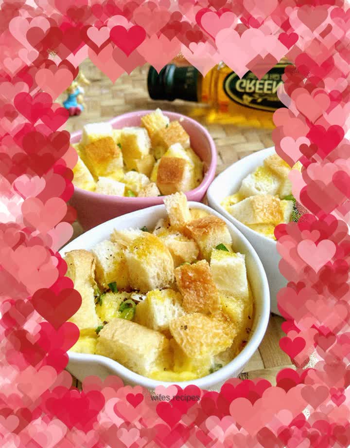 Flaxseed oil scallion bread and salty pudding