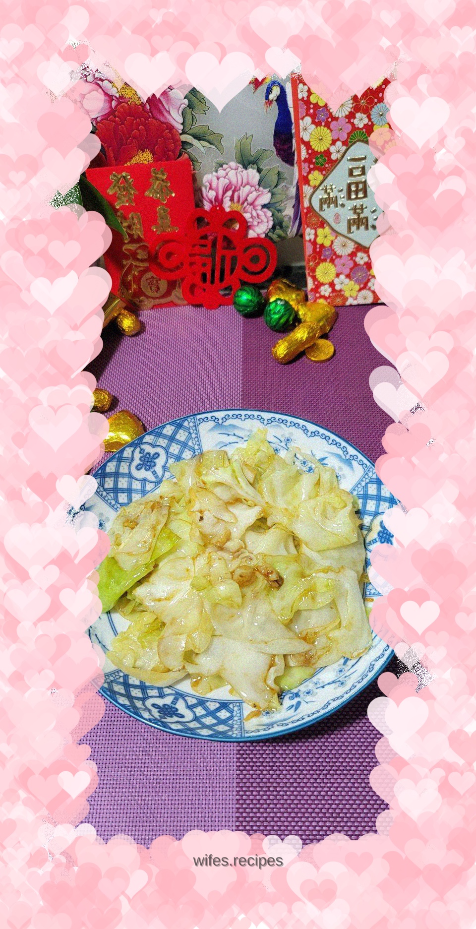 Stir-fried shredded cabbage in oyster sauce