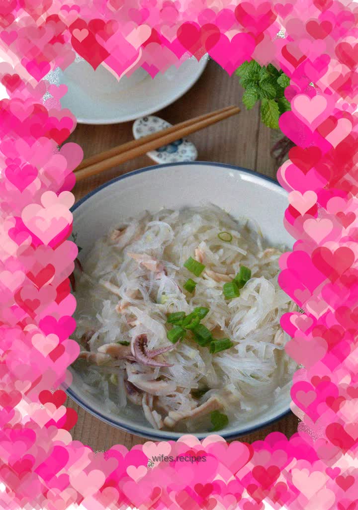 Radish and squid grilled with vermicelli
