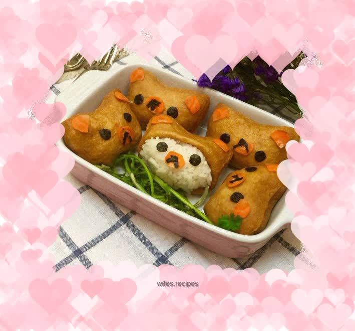 Cute little 🐻 tofu skin rice balls