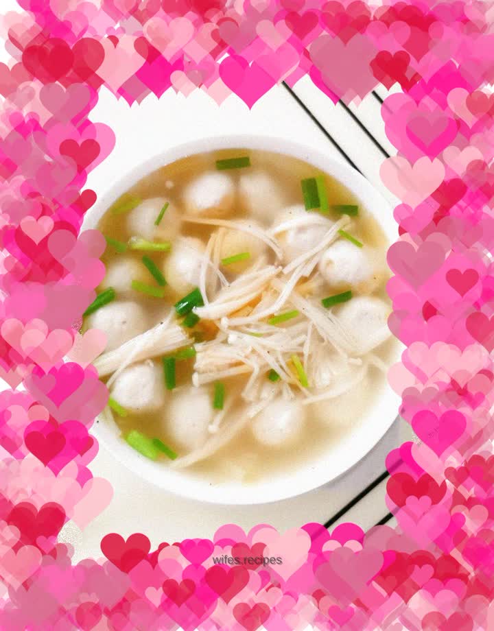 Boiled Fish Balls with Enoki Mushrooms