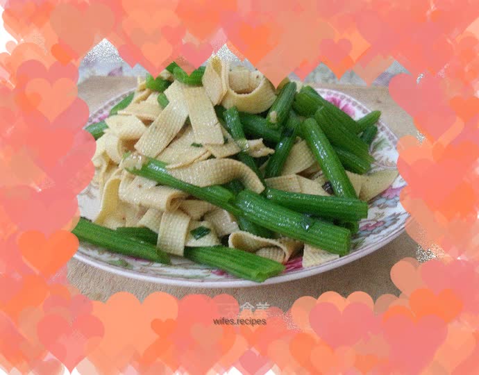 Stir-fried bean curds with pumpkin tender stems