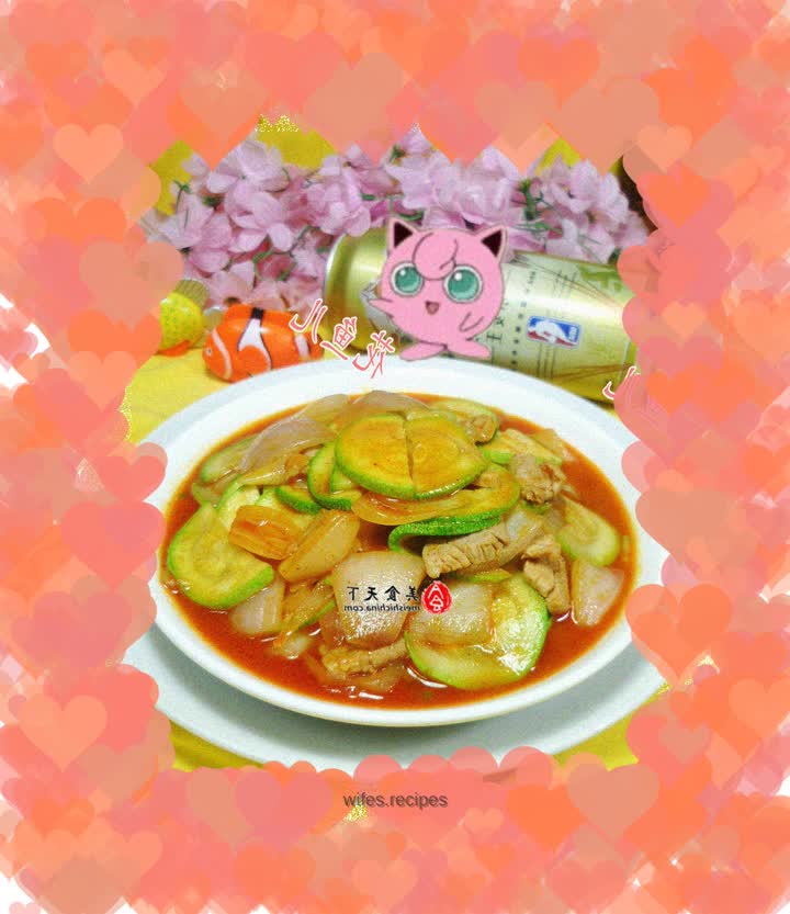 Sautéed Zucchini with Tenderloin and Onions