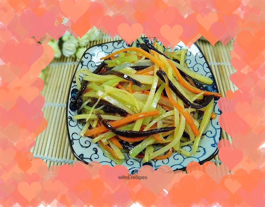 Colorful potato shreds