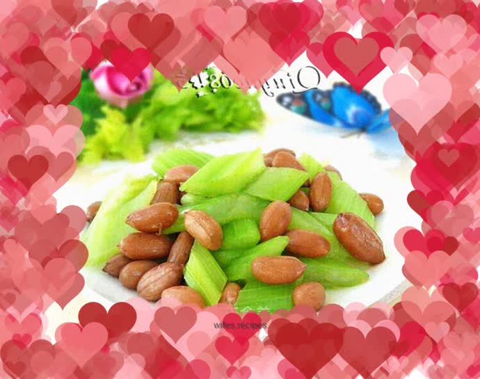 Cold celery and peanuts