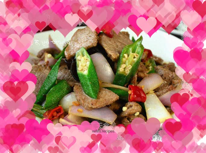 Stir-fried beef with okra