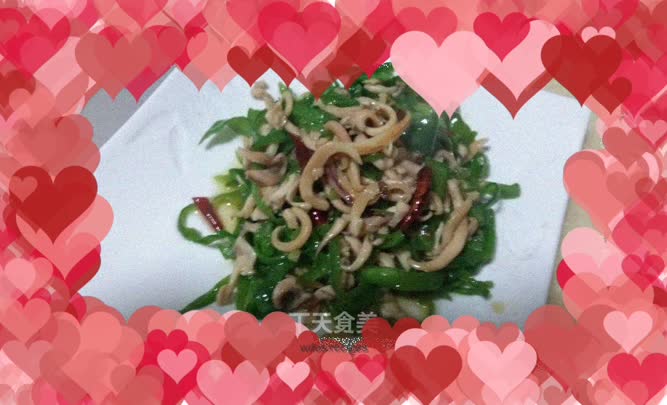 Fried shredded cuttlefish with green pepper