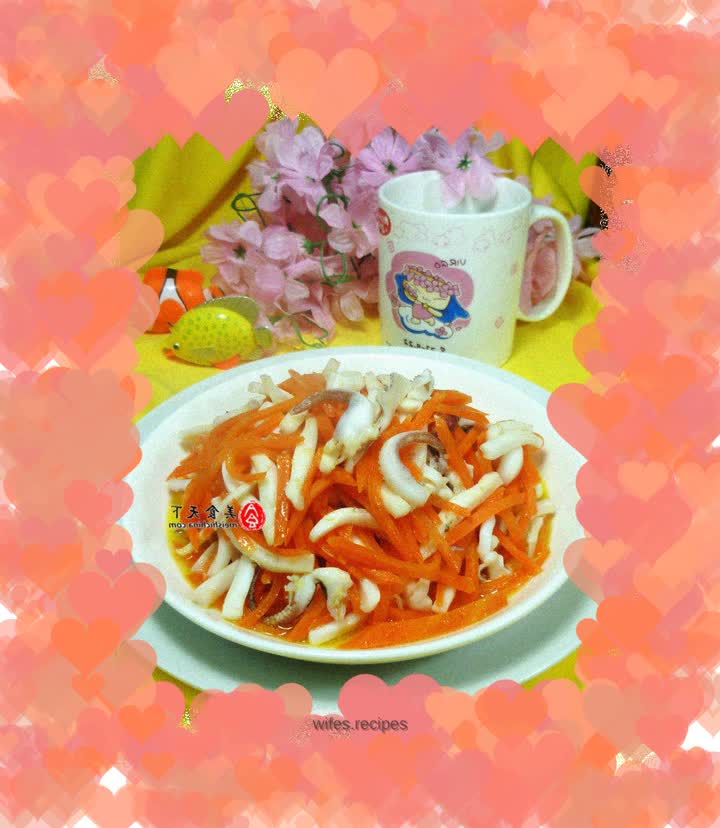 Fried squid with carrots