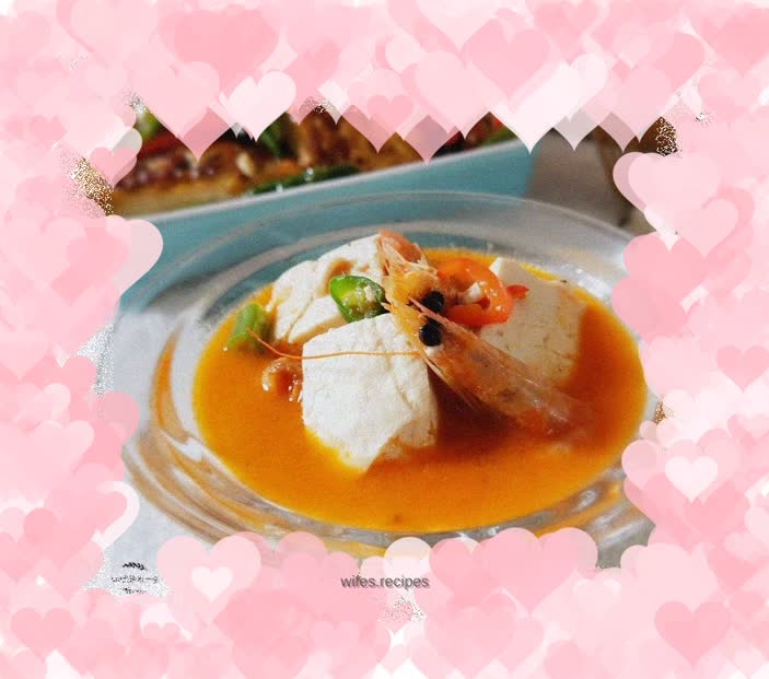 Shrimp head and tofu soup