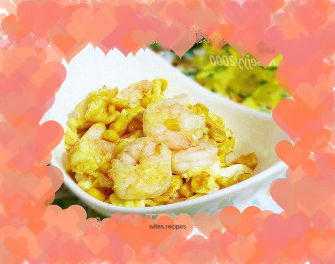 Scrambled Eggs with Shrimp and Corn