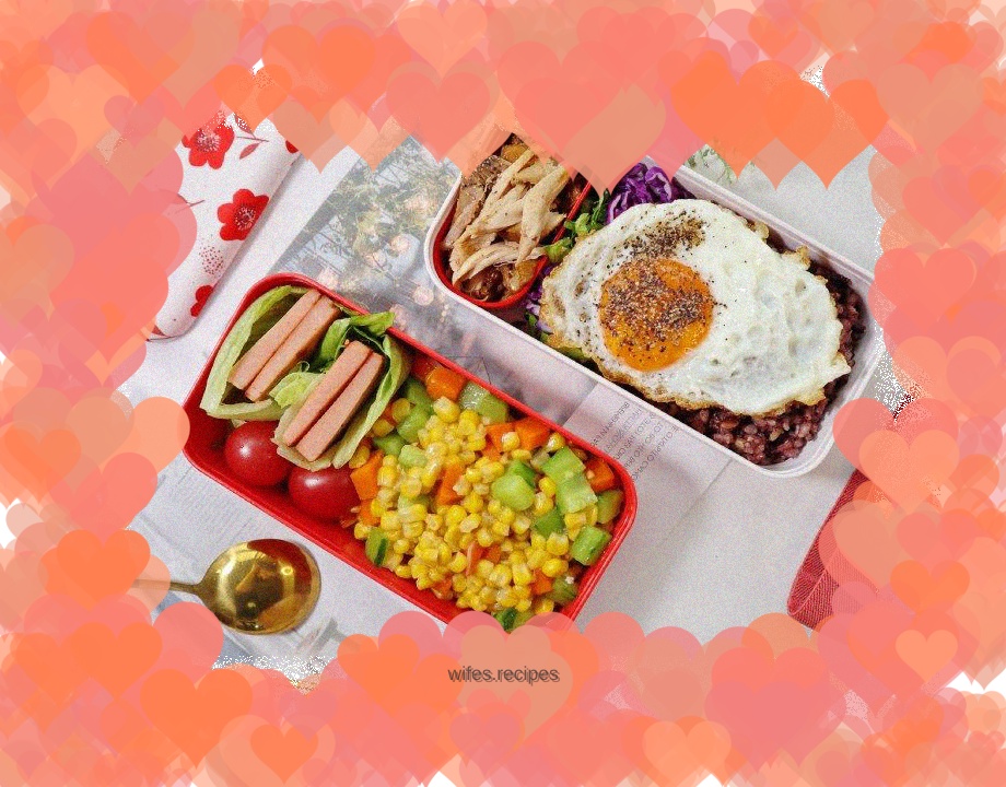 Fat-reducing three-color brown rice lunch box
