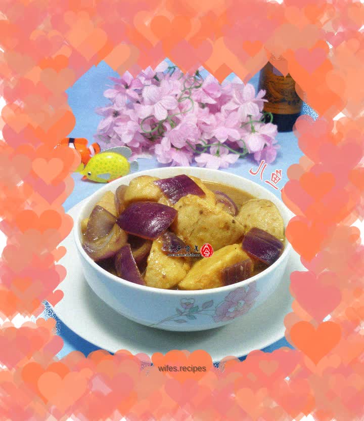 Stir-fried taro with purple onions
