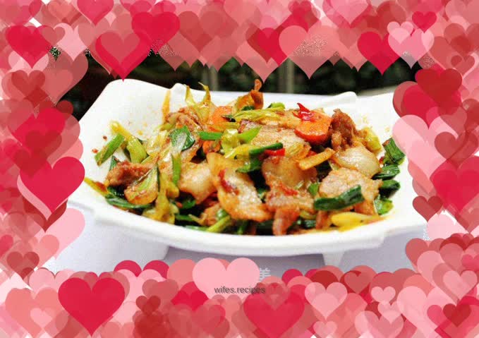 Twice-cooked pork with garlic sprouts