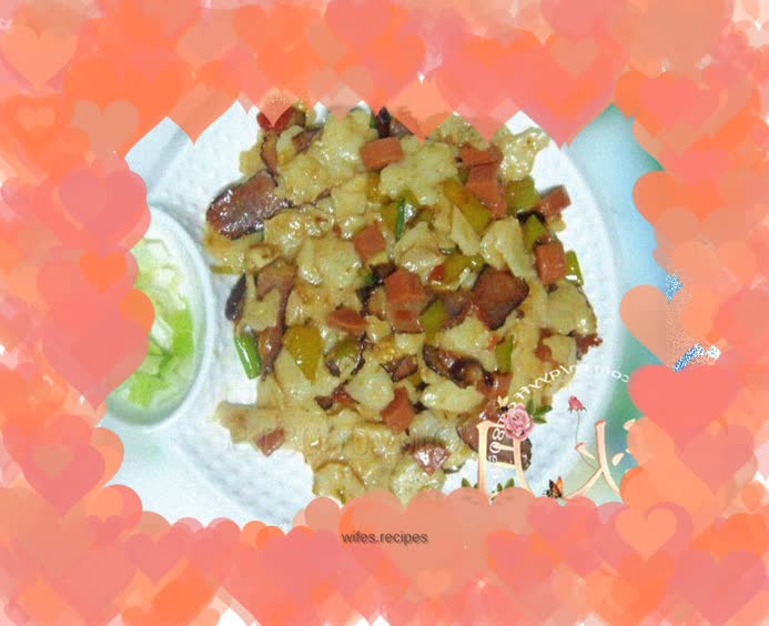 Fried noodles with bacon