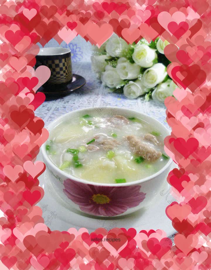 Potato, pork ribs and rice porridge