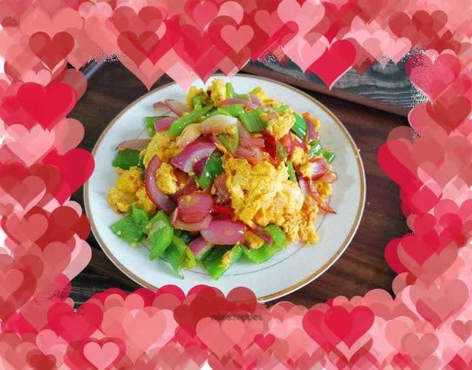 Scrambled eggs with green onions