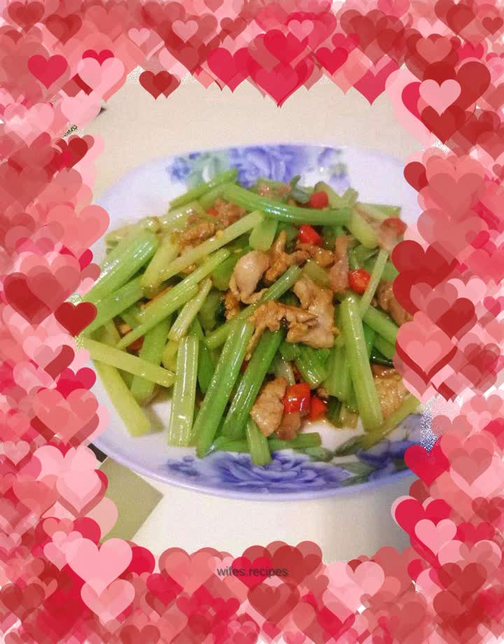 Stir-fried pork with celery