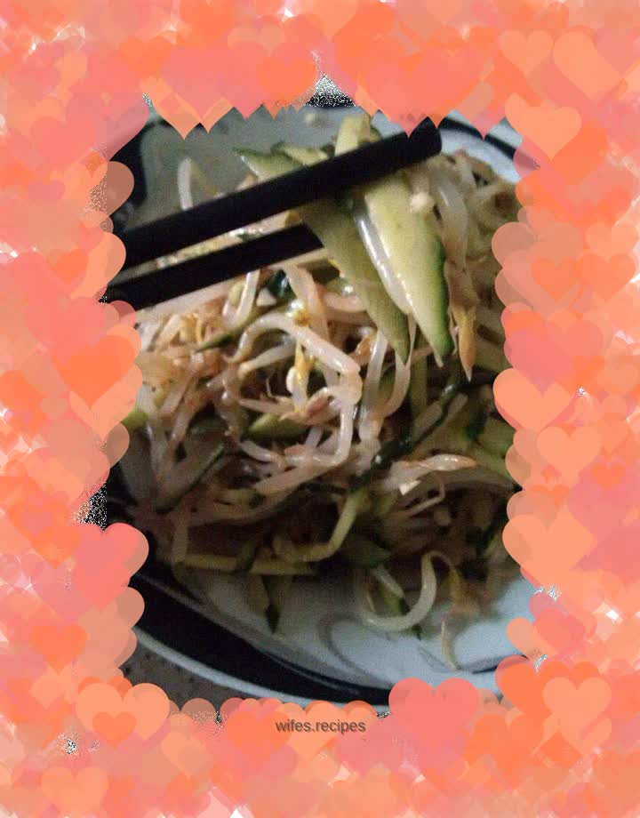 Cold Cucumber and Bean Sprouts with Sesame Sauce