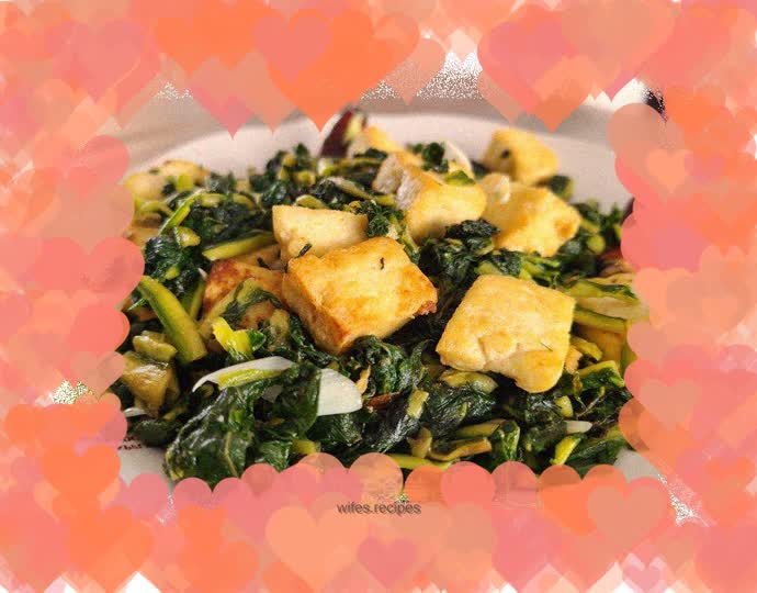 Stir-fried tofu with rehmannia leaves