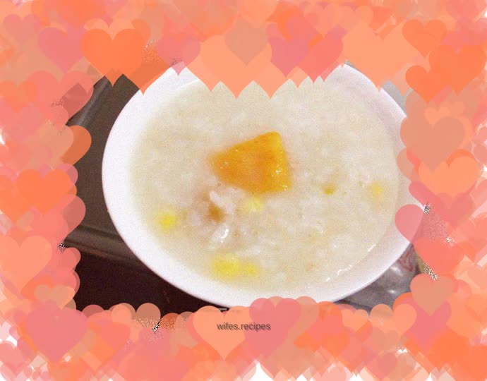 Healthy winter warm-up porridge: sweet potato, corn and oatmeal porridge