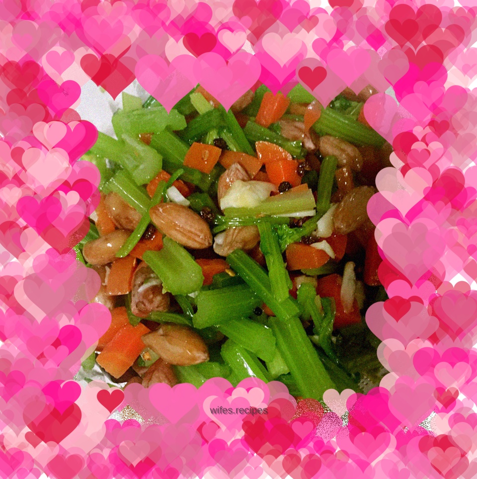 Cold celery and peanuts