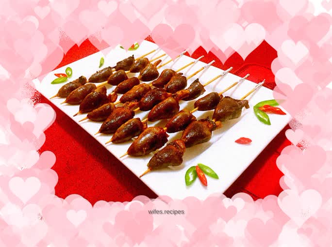 Grilled chicken heart skewers