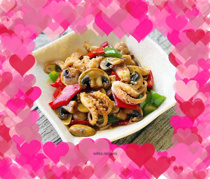 Octopus with mushrooms