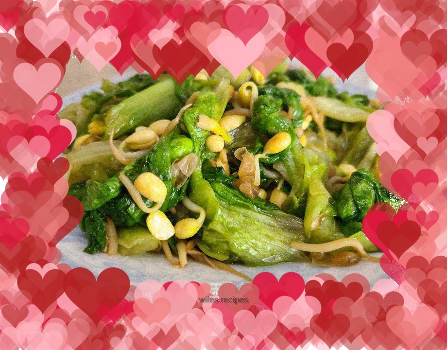 Stir-fried soybean sprouts with lettuce