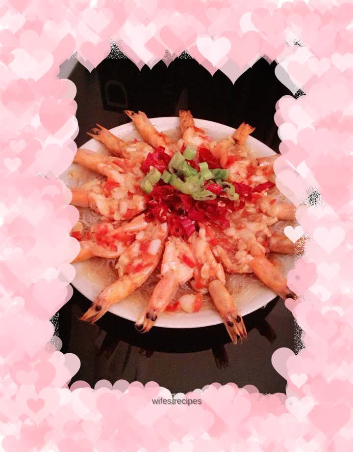 Garlic vermicelli with open-back shrimp