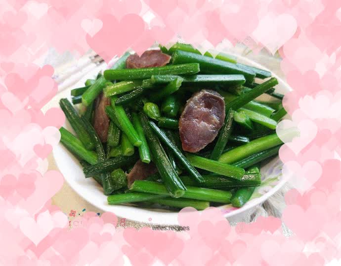 Stir-fried Chinese Chive Flowers with Sausage
