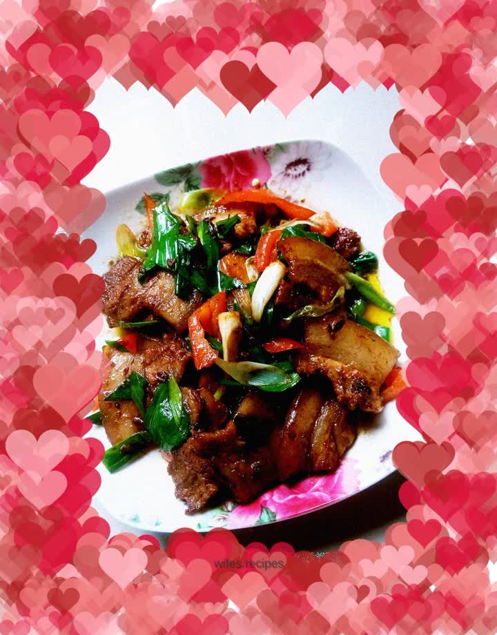 Twice-cooked pork with garlic sprouts